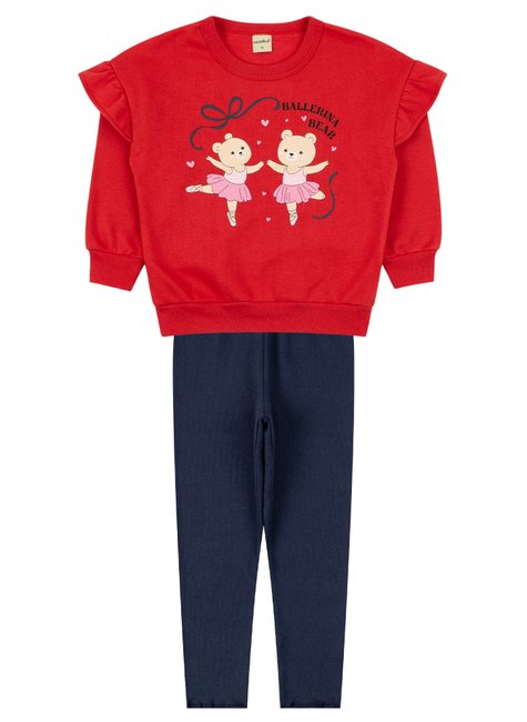 conjunto infantil feminino moletom peluciadoribana canelada ballerina bear moda love 11