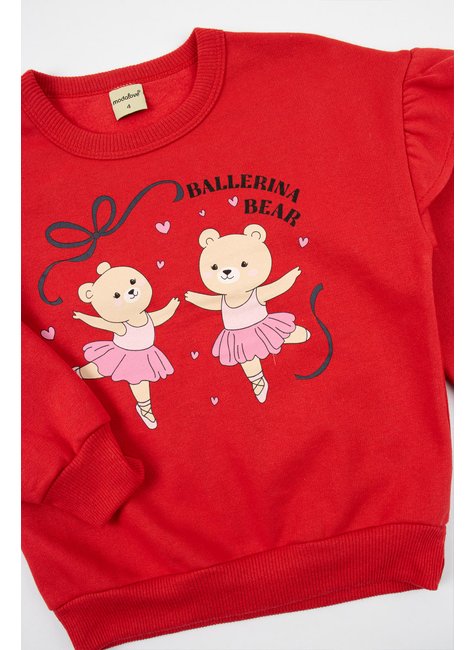 conjunto infantil feminino moletom peluciadoribana canelada ballerina bear moda love 14