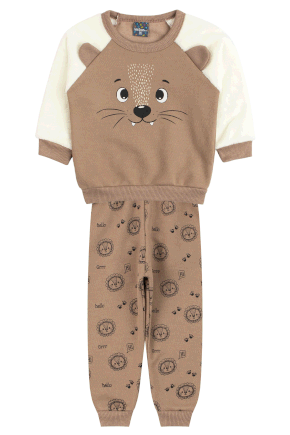 Conjunto de Bebê Masculino Moletom Peluciado/Moletom Estampado Peluciado Cute - Viston