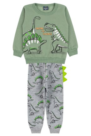 Conjunto de Bebê Masculino Moletom Peluciado/Moletom Estampado Peluciado Dinossauros - Viston