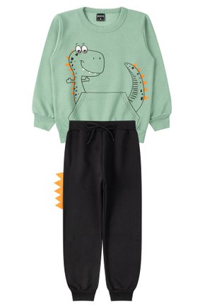 Conjunto Infantil Masculino Moletom Peluciado Dinossauro - Mino's