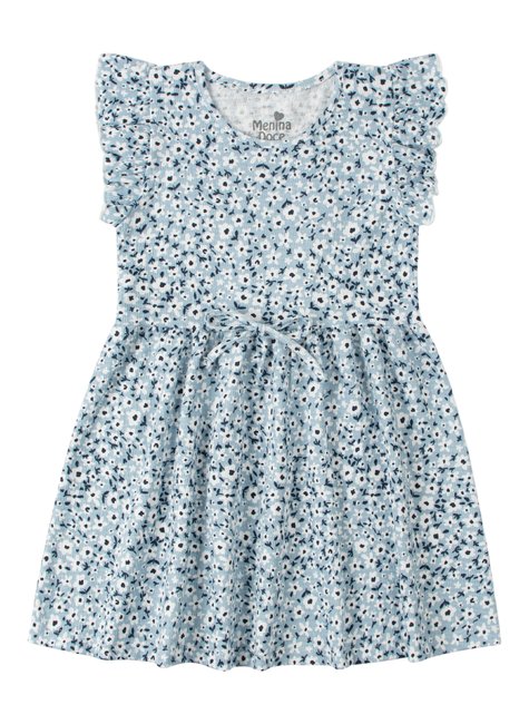 vestido infantil feminino malha ana ruga florzinhas menina doce