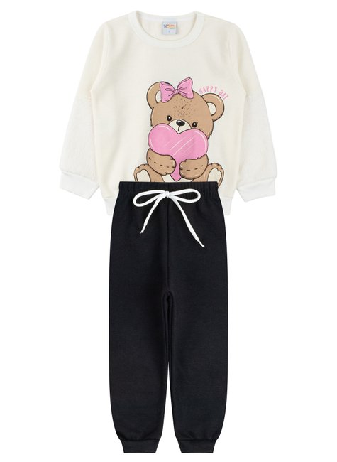 conjunto infantil feminino moletom peluciadopelo happy day primo s gueda