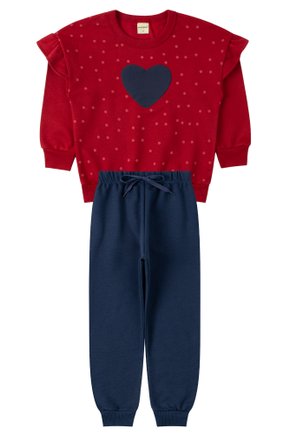 Conjunto Infantil Feminino Moletom Peluciado Coração - Menina Doce