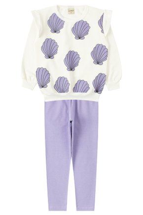 Conjunto Infantil Feminino Moletom Peluciado/Cotton Conchas - Moda Love