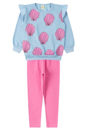Conjunto Infantil Feminino Moletom Peluciado/Cotton Conchas - Moda Love