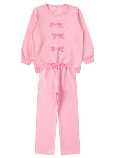 conjunto infantil feminino moletom peluciado lacinhos moda love
