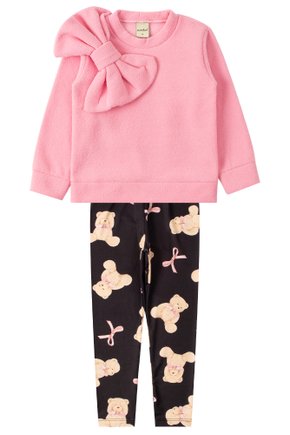 Conjunto Infantil Feminino Bouclê Peluciado/Suplex Sublimado Laço - Moda Love