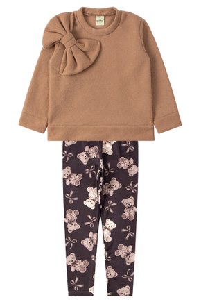 Conjunto Infantil Feminino Bouclê Peluciado/Suplex Sublimado Laço - Moda Love