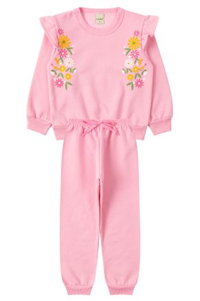 Conjunto Infantil Feminino Moletom Peluciado Florzinhas - Menina Doce