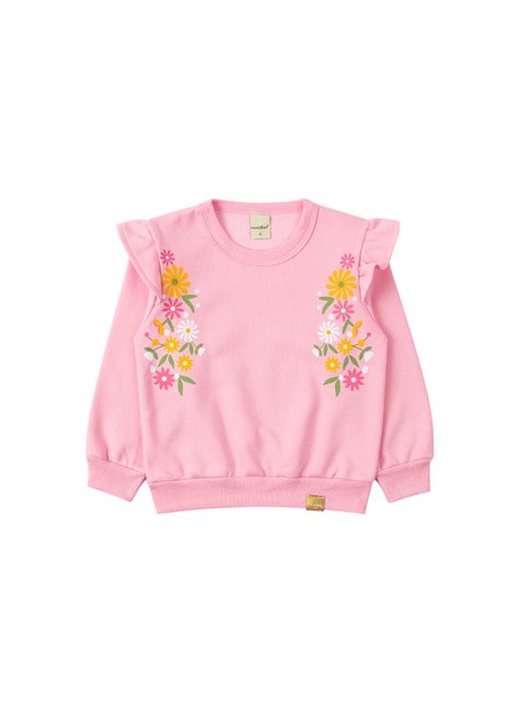 conjunto infantil feminino moletom peluciado florzinhas menina doce 2