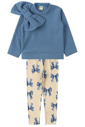 Conjunto Infantil Feminino Bouclê Peluciado/Suplex Sublimado Laço - Moda Love