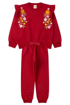 Conjunto Infantil Feminino Moletom Peluciado Florzinhas - Menina Doce