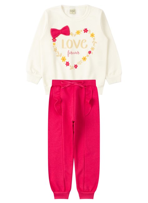 conjunto infantil feminino moletom peluciado love forever moda love