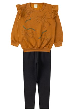Conjunto Infantil Feminino Moletom Peluciado/Cotton Lacinhos - Moda Love
