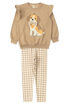 Conjunto Infantil Feminino Moletom Peluciado/Suplex Sublimado Cute Dog - Moda Love