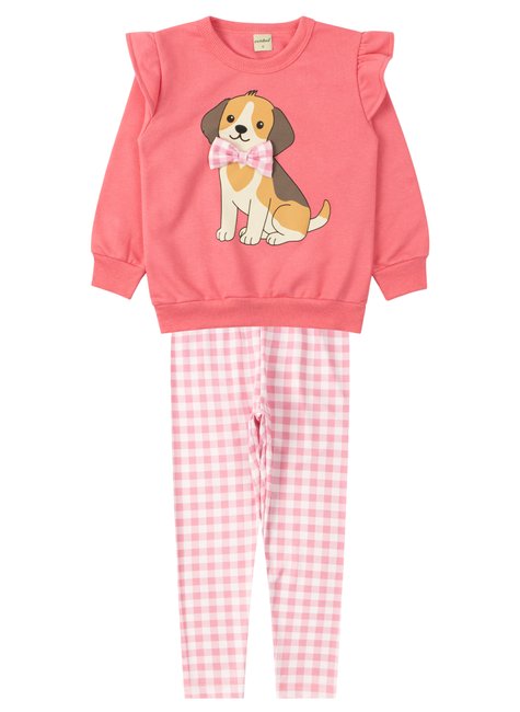 conjunto infantil feminino moletom peluciadosuplex sublimado cute dog moda love 6