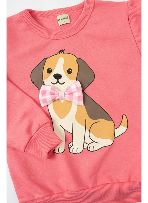 conjunto infantil feminino moletom peluciadosuplex sublimado cute dog moda love 9