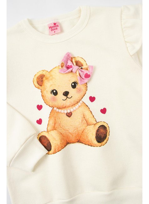 conjunto infantil feminino moletom peluciadosuplex sublimado ursinha menina doce 4