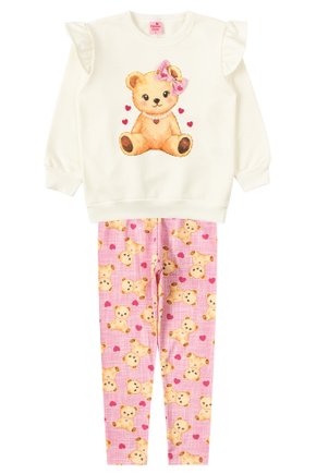 Conjunto Infantil Feminino Moletom Peluciado/Suplex Sublimado Ursinha - Menina Doce