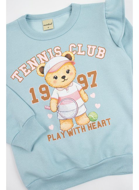 conjunto infantil feminino moletom peluciado tennis club moda love 3