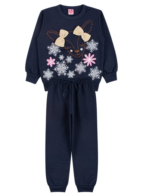 conjunto infantil feminino moletom peluciado winter menina doce