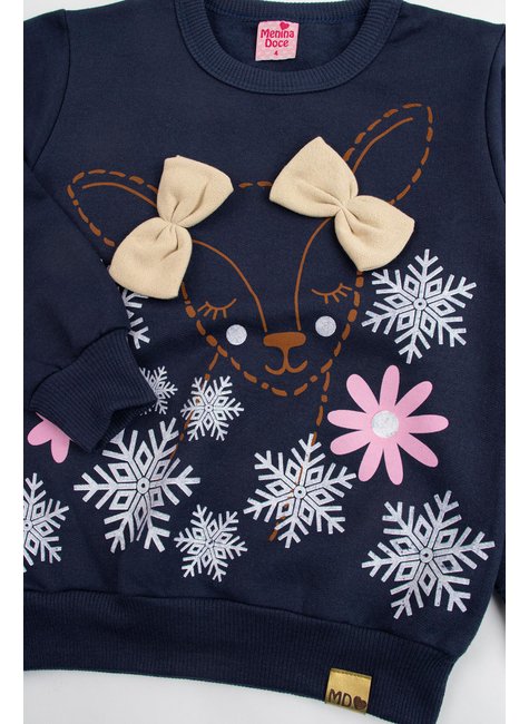 conjunto infantil feminino moletom peluciado winter menina doce 4