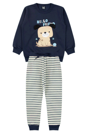 Conjunto Infantil Masculino Moletom Peluciado/Moletom Sublimado Peluciado Hello Friend - Good Boy
