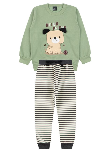conjunto infantil masculino moletom peluciadomoletom sublimado peluciado hello friend good boy 6