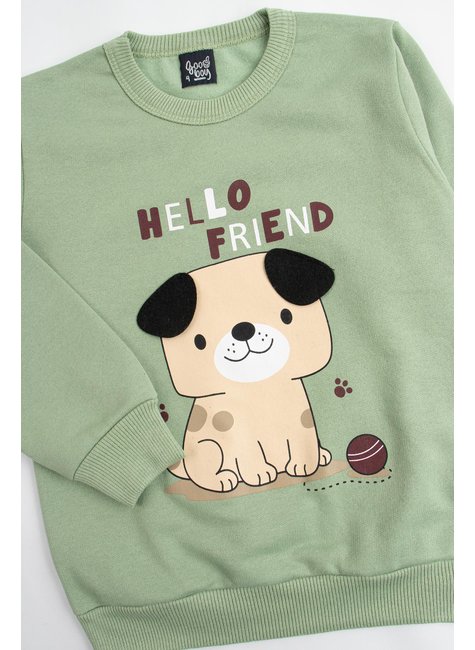 conjunto infantil masculino moletom peluciadomoletom sublimado peluciado hello friend good boy 9