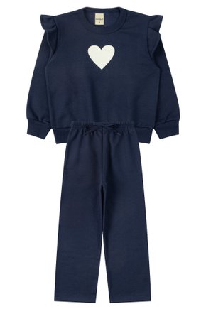 Conjunto Infantil Feminino Moletom Peluciado Coração - Moda Love
