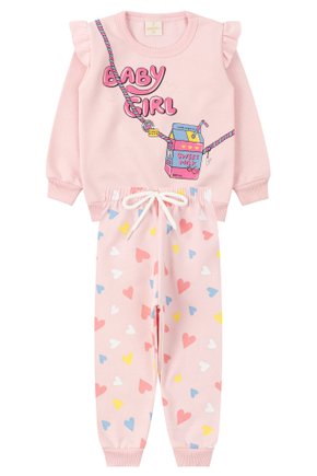 Conjunto de Bebê Feminino Moletom Peluciado/Moletom Estampado Peluciado Baby Girl - Viston
