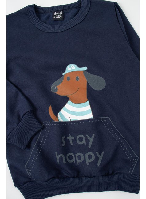 conjunto infantil masculino moletom peluciado stay happy good boy 9