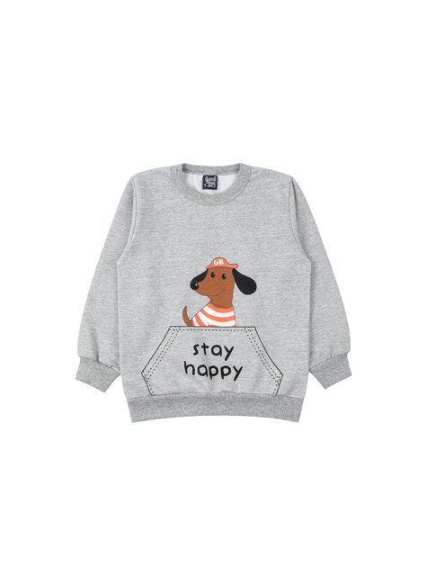 conjunto infantil masculino moletom peluciado stay happy good boy 12