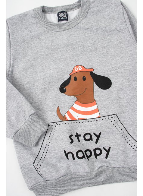 conjunto infantil masculino moletom peluciado stay happy good boy 14