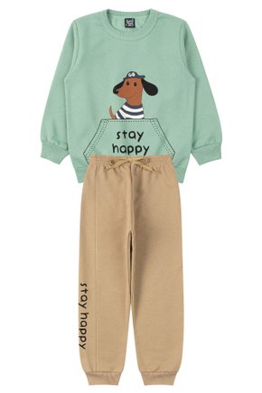 Conjunto Infantil Masculino Moletom Peluciado Stay Happy - Good Boy