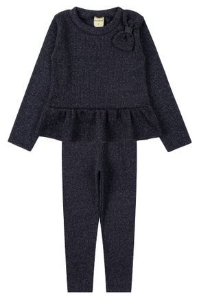 Conjunto Infantil Feminino Ribana Canelada/Peluciada Laço - Moda Love