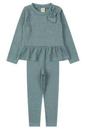 Conjunto Infantil Feminino Ribana Canelada/Peluciada Laço - Moda Love