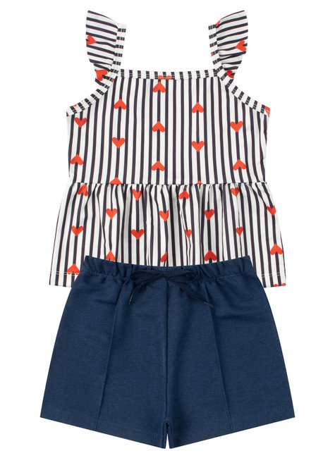 conjunto infantil feminino suplex sublimadomoletinho listras coracoes menina doce