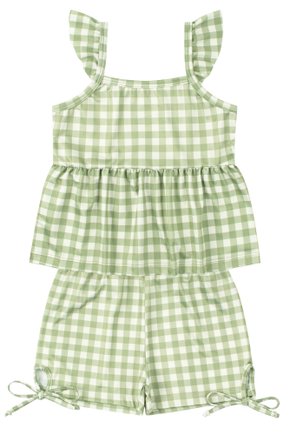 Conjunto Infantil Feminino Suplex Sublimado Xadrez - Moda Love