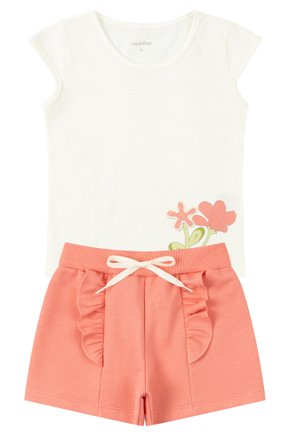 Conjunto Infantil Feminino Meia Malha/Moletinho Flor - Moda Love