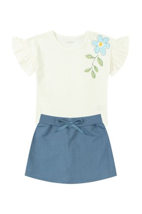Conjunto Infantil Feminino Meia Malha/Moletinho Flower - Moda Love