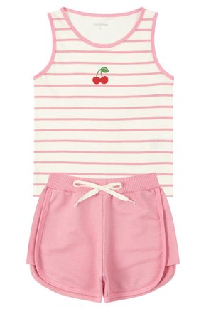 Conjunto Infantil Feminino Meia Malha/Moletinho Cherry - Moda Love