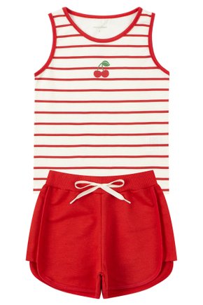 Conjunto Infantil Feminino Meia Malha/Moletinho Cherry - Moda Love