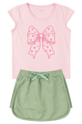 Conjunto Infantil Feminino Meia Malha/Moletinho Laço - Moda Love