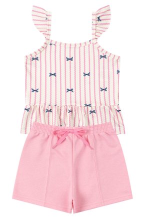 Conjunto Infantil Feminino Suplex Sublimado/Moletinho Lacinhos - Moda Love