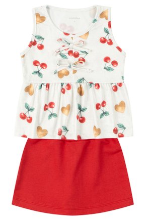 Conjunto Infantil Feminino Suplex Sublimado/Moletinho Cherry - Moda Love