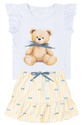 Conjunto Infantil Feminino Meia Malha/Suplex Sublimado Bear - Moda Love