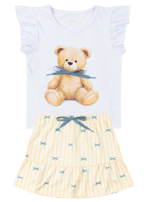 conjunto infantil feminino meia malhasuplex sublimado bear moda love