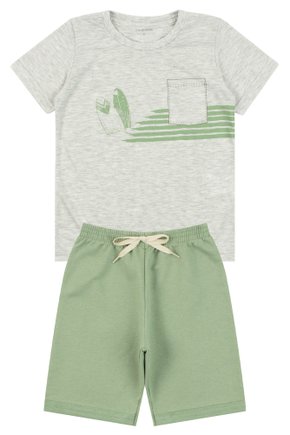 Conjunto Infantil Masculino Meia Malha/Moletinho Beach - Moda Love